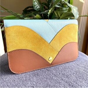 Kate Spade New York Nadine Patchwork Medium suede Leather  Wallet EUC